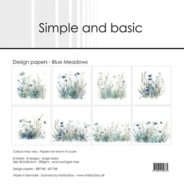 Simple and Basic Blue Meadows 12x12 Inch Paper Pad