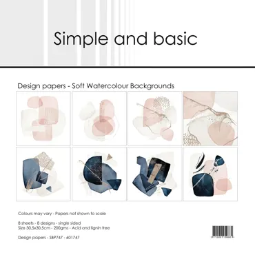 Simple and Basic Soft Watercolour Backgrounds 12x12 Inch Paper Pad