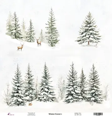 Lilly-Art Designpapier Winter Forest 1