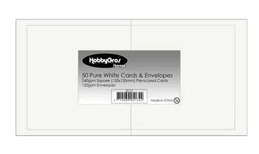 HobbyGros Storage - 50 Sets of 135x135mm Card/Envelopes "Pure White"